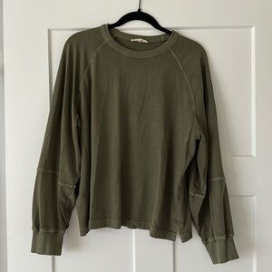 Relaxed Olive Green Long-Sleeve Raglan Tee